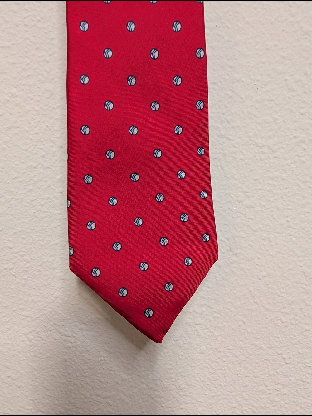 Anthony Foxx Tie‎ Red Blue Medallion Dot 100% Silk Made in USA Classic Foulard
